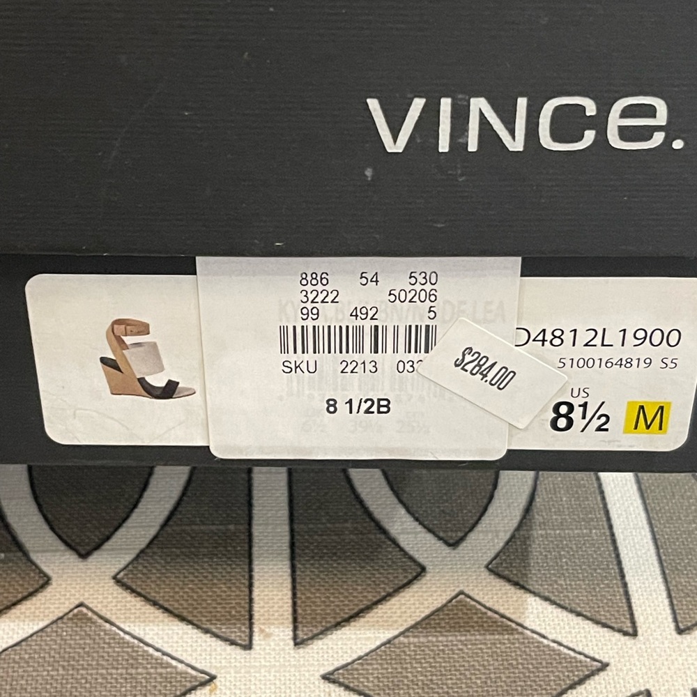 Vince: wrap sandal bone, black and white wedge heel - Picture 8 of 10